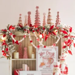 Sale The Jolly Christmas Shop Raz 6' Flocked Pine With Pinecone Christmas Garland G4310311