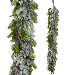 Sale The Jolly Christmas Shop Raz 5.5' Flocked Real Feel Pine And Pinecone Christmas Garland G4441753
