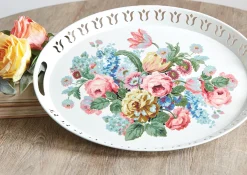 Sale The Jolly Christmas Shop Raz 20.5" Floral Print Oval Tray Spring Decoration 4257267