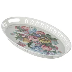 Sale The Jolly Christmas Shop Raz 20.5" Floral Print Oval Tray Spring Decoration 4257267