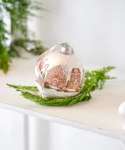 Hot The Jolly Christmas Shop Raz 5" Gingerbread House Ball Glass Christmas Ornament 4424581