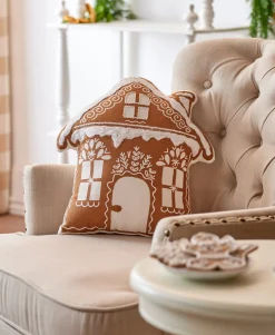 Online The Jolly Christmas Shop Raz 18" Gingerbread House Christmas Throw Pillow 4419337