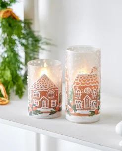 Discount The Jolly Christmas Shop Raz 8" Gingerbread House Glass Christmas Containers Or Candle Holders 4424539