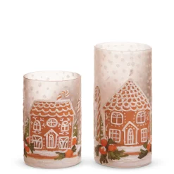 Discount The Jolly Christmas Shop Raz 8" Gingerbread House Glass Christmas Containers Or Candle Holders 4424539