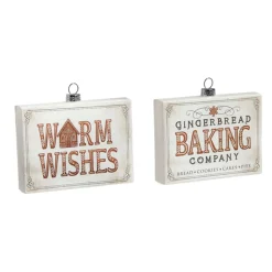 Outlet The Jolly Christmas Shop Raz 4.75" Gingerbread Sign Glass Christmas Ornament 4424537