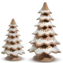 Hot The Jolly Christmas Shop Raz 14" Gingerbread Tree Christmas Figure Set Of 2 4457628