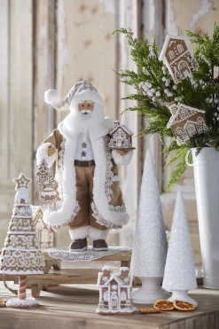 Online The Jolly Christmas Shop Raz 18" Gingham Gingerbread Christmas Santa Figure 4415585