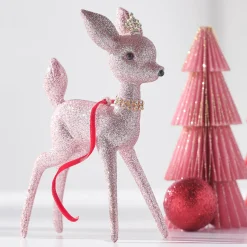 Hot The Jolly Christmas Shop Raz 6.5" Glittered Pink Deer Vintage Inspired Christmas Ornament 4438864