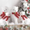Best The Jolly Christmas Shop Raz 14.75" Glittered Plush Polar Bear With Scarf Christmas Figure 4216246