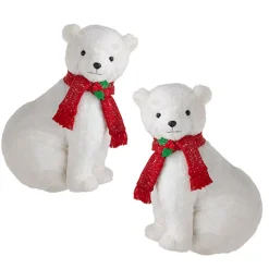 Best The Jolly Christmas Shop Raz 14.75" Glittered Plush Polar Bear With Scarf Christmas Figure 4216246
