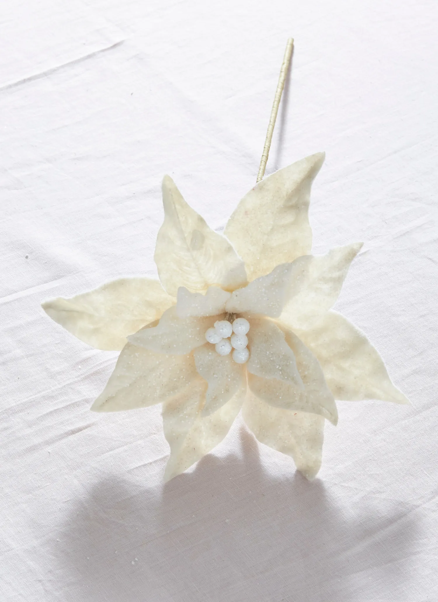 Outlet The Jolly Christmas Shop Raz 19.5" Glittered White Poinsettia Christmas Pick F4306668
