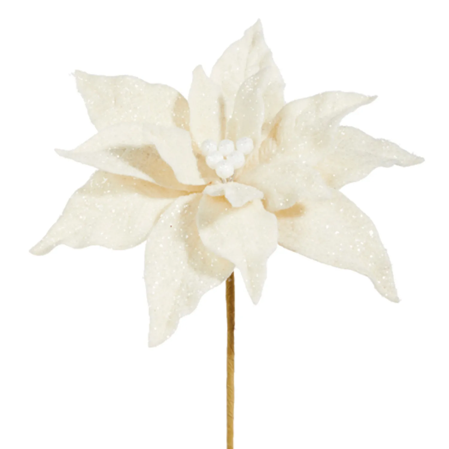 Outlet The Jolly Christmas Shop Raz 19.5" Glittered White Poinsettia Christmas Pick F4306668