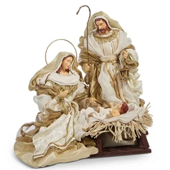 The Jolly Christmas Shop Raz 15.25" Gold And Ivory Holy Family Christmas Nativity Scene 4310657