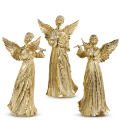 Discount The Jolly Christmas Shop Raz 14" Gold Angel With Instrument Set Of 3 Christmas Figures 4311307