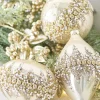 New The Jolly Christmas Shop Raz 6" Gold Beaded Glass Christmas Ornament 4022874