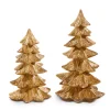 Clearance The Jolly Christmas Shop Raz 9" Gold Christmas Tree Figures Set Of 2 4411300