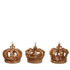 Clearance The Jolly Christmas Shop Raz 3.5" Gold Crown Christmas Ornaments Set Of 3 4412122