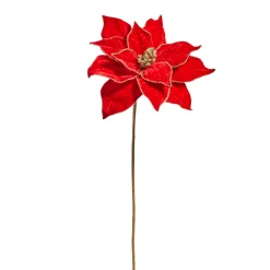 Best The Jolly Christmas Shop Raz 20" Gold Edged Red Poinsettia Christmas Tree Pick F4406734
