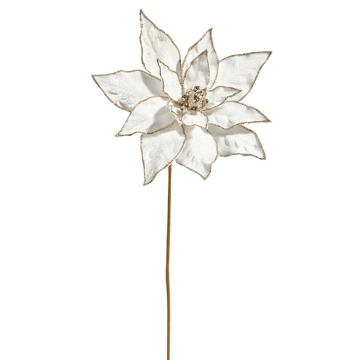 Best The Jolly Christmas Shop Raz 20" Gold Edged White Poinsettia Christmas Tree Pick F4406714