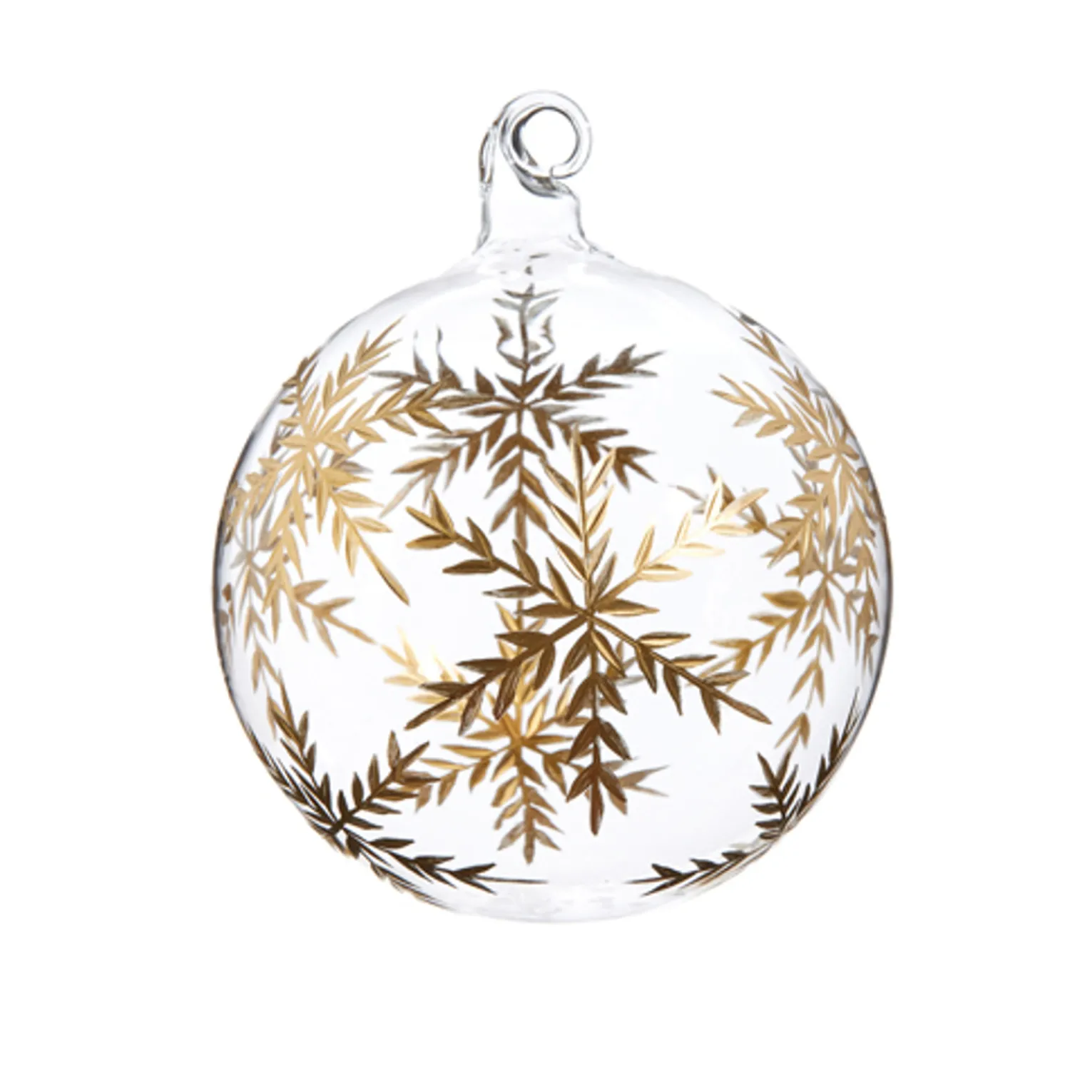 Sale The Jolly Christmas Shop Raz 4" Gold Etched Snowflake Glass Ball Christmas Ornament 4424684