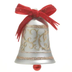Sale The Jolly Christmas Shop Raz 4" Gold Glitter Silver Bell Glass Christmas Ornament 4320918