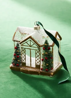 Hot The Jolly Christmas Shop Raz 4.5" Gold House Glass Christmas Ornament 4324585