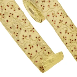 Clearance The Jolly Christmas Shop Raz 4" Gold Jeweled Wired Christmas Ribbon R4371756