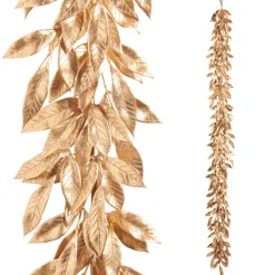 The Jolly Christmas Shop Raz 6' Gold Laurel Leaf Christmas Garland G4422662