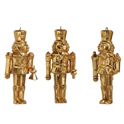 New The Jolly Christmas Shop Raz 5" Gold Nutcracker Christmas Ornament Set Of 3 4438873