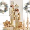 The Jolly Christmas Shop Raz 28.5" Gold Plaid Christmas Nutcracker 4301633