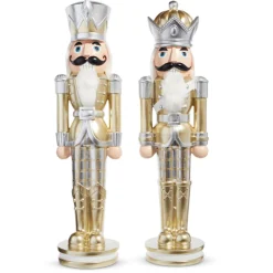 The Jolly Christmas Shop Raz 28.5" Gold Plaid Christmas Nutcracker 4301633