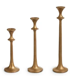 Hot The Jolly Christmas Shop Raz 12.75" Gold Taper Christmas Candle Sticks 4402393