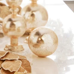 Hot The Jolly Christmas Shop Raz 5" Gold Textured Glass Ball Christmas Ornament 4324600