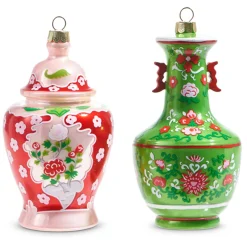 Discount The Jolly Christmas Shop Raz 5" Green And Pink Chinoiserie Jar Glass Christmas Ornament 4352888