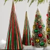 Outlet The Jolly Christmas Shop Raz 14" Green And Red Ribbed Glass Trees Figure Set Of 2 4424654