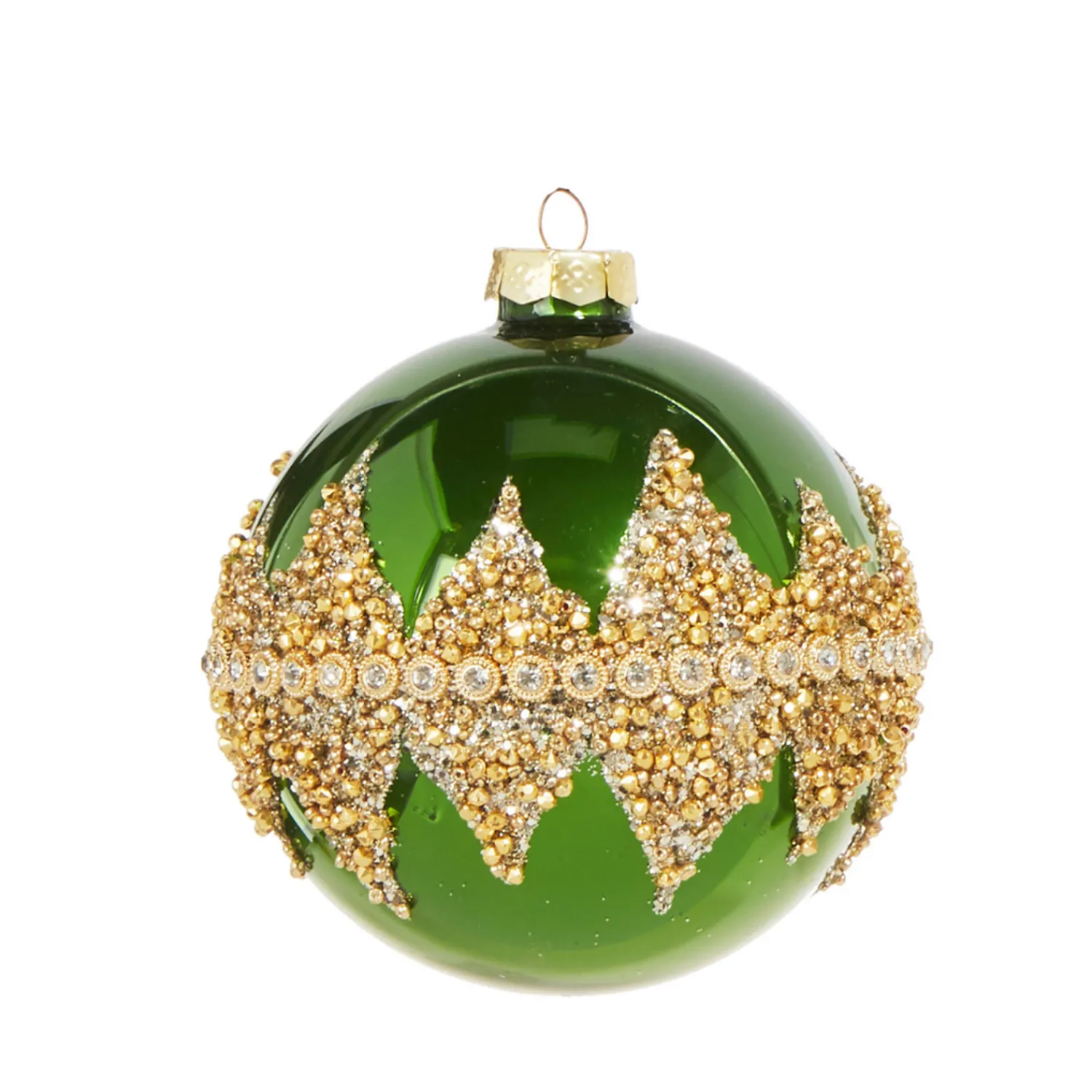 Hot The Jolly Christmas Shop Raz 4" Green Beaded Glass Christmas Ornament 4322800