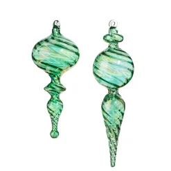 Hot The Jolly Christmas Shop Raz 9" Green Blown Finial Glass Christmas Ornament 4324515