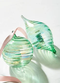 New The Jolly Christmas Shop Raz 5" Green Blown Glass Christmas Ornament 4324513