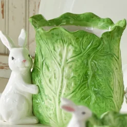 Discount The Jolly Christmas Shop Raz 9" Green Cabbage Container With Bunny Easter Decoration 4411108