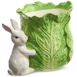 Discount The Jolly Christmas Shop Raz 9" Green Cabbage Container With Bunny Easter Decoration 4411108