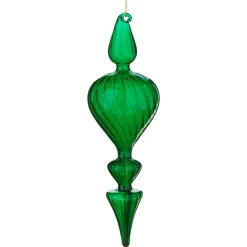The Jolly Christmas Shop Raz 11.25" Green Finial Glass Christmas Ornament 4122879