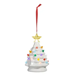 Sale The Jolly Christmas Shop Raz 5.25" Green Or White Lighted Ceramic Tree Christmas Ornament