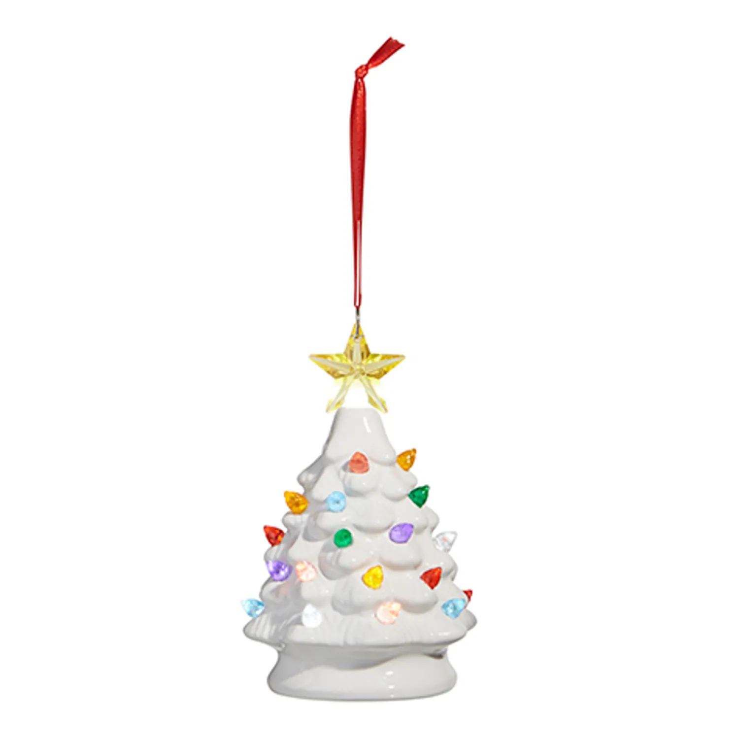 Sale The Jolly Christmas Shop Raz 5.25" Green Or White Lighted Ceramic Tree Christmas Ornament
