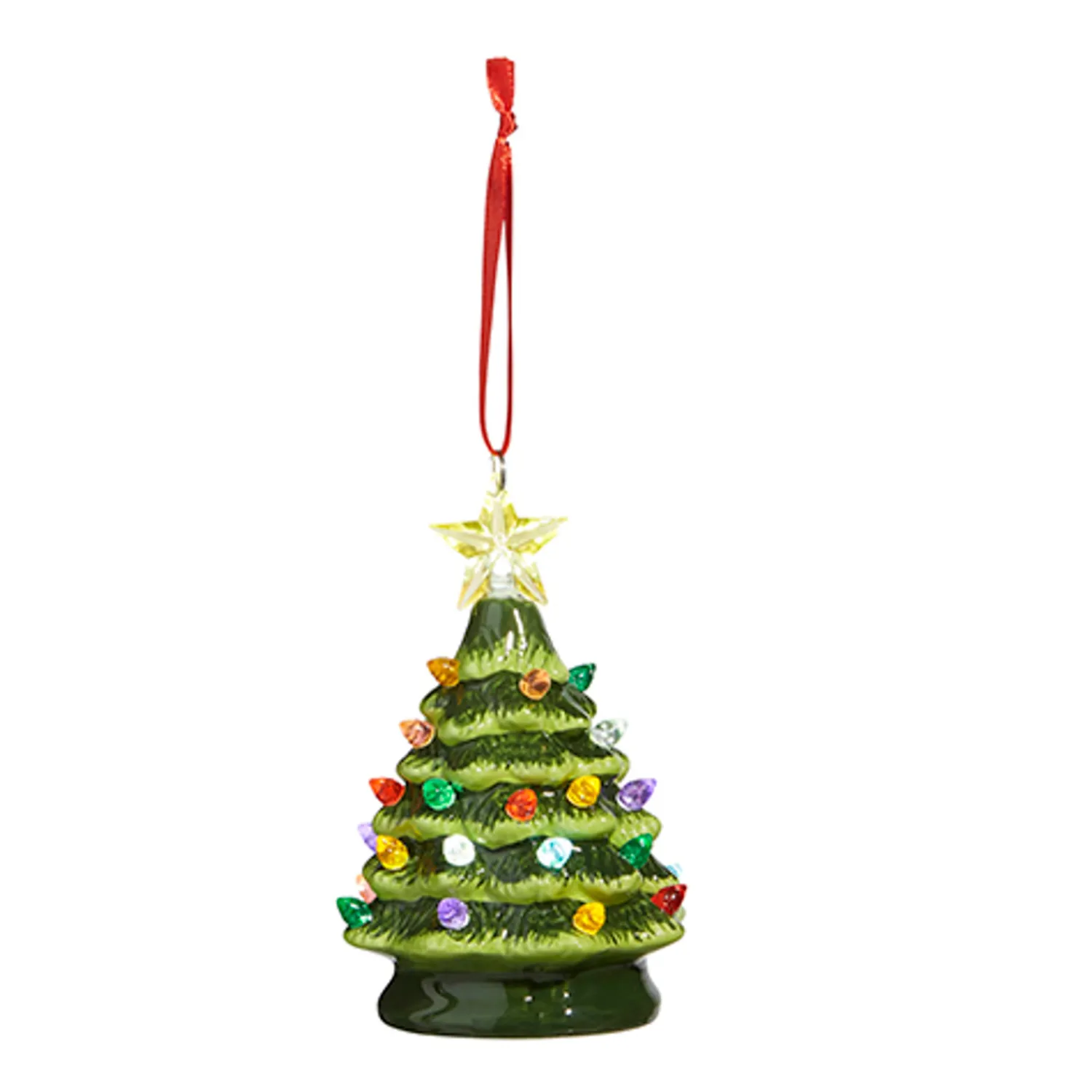 Sale The Jolly Christmas Shop Raz 5.25" Green Or White Lighted Ceramic Tree Christmas Ornament