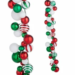 Online The Jolly Christmas Shop Raz 4' Green, Red, And White Mixed Ball Christmas Garland G4032704