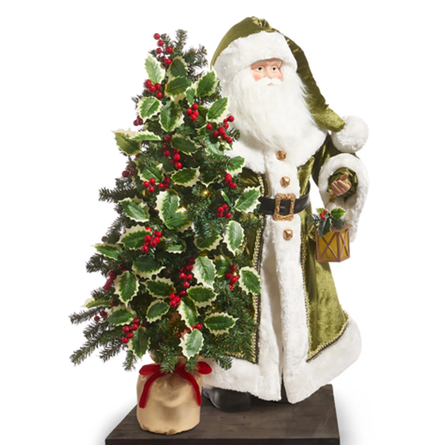 Best The Jolly Christmas Shop Raz 37" Green Santa With Lighted Tree Christmas Decoration 4415594