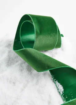 Sale The Jolly Christmas Shop Raz 4" Green Velvet Wired Christmas Ribbon R4371809