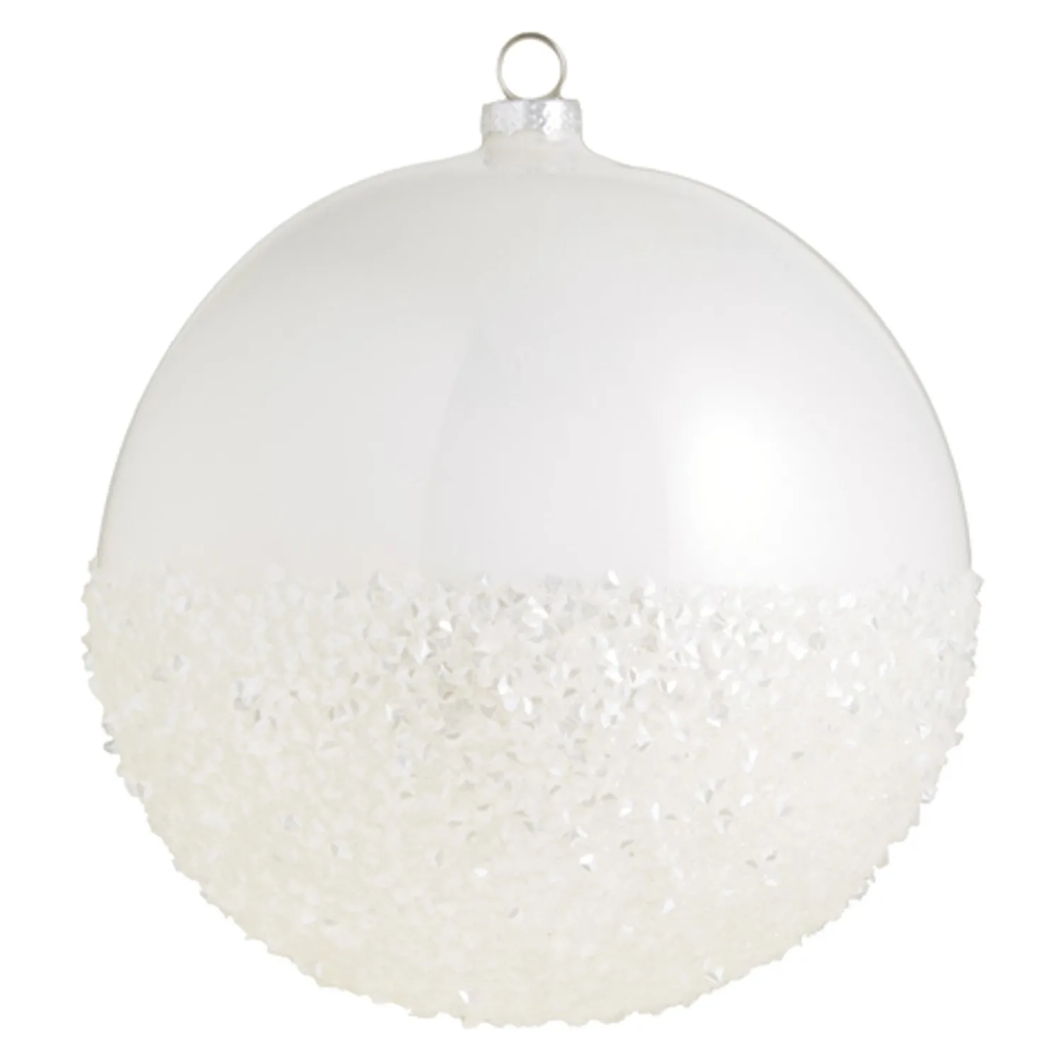 New The Jolly Christmas Shop Raz 6" Half Glittered Ball Glass Christmas Ornament 4324502