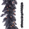 Clearance The Jolly Christmas Shop Raz 6' Halloween Black Tinsel Garland Pre-lit With Orange Lights G4352022