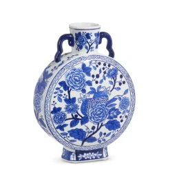 Best The Jolly Christmas Shop Raz 12.5" Handled Blue And White Delft Floral Vase X4434412